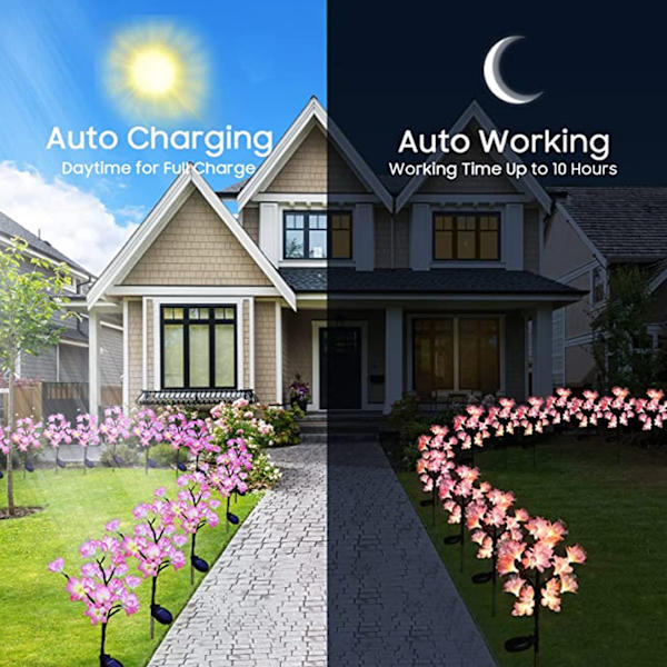 Vedenpitävät aurinkokukkalamput ulkona LED-aurinkovalot Puutarhan koristevalo pihalle Warm Light