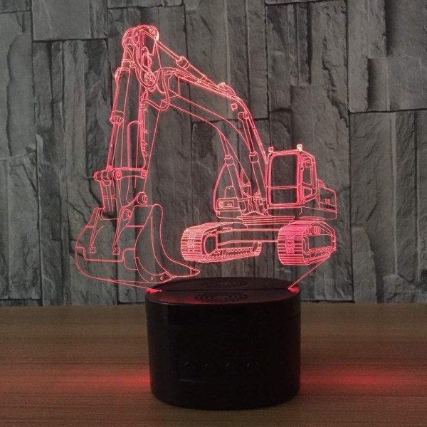 3D Gravemaskine Lastbil Bil Natlys Bordlampe Dekoration Bord Skrivebord Optisk Illusion Lamper 7 Farve Skiftende Lys LED Bordlampe Jul Hjem Kærlighed Fødselsdag