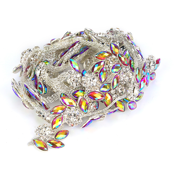 DIY symaskin Marquise Rhinestones Trimming Ribbon Claw Chain Klær Appliques (lilla rød)