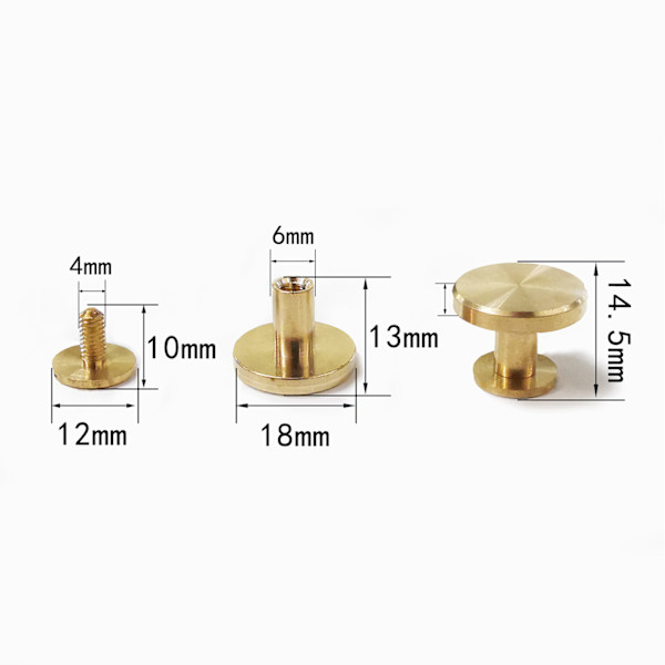 10 sæt bogbindningsskruer Nemt at binde adskille robust DIY Ledger nitter til læderhåndværk Ledger13x18mm