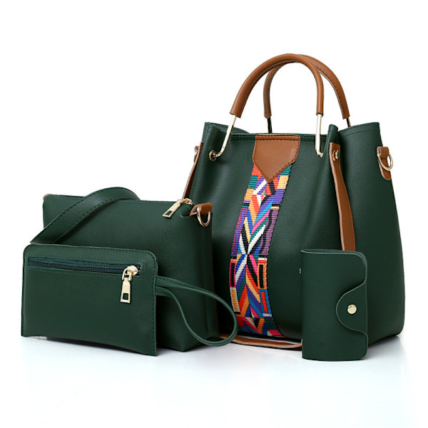 Dames Handtas Set 4 in 1 Zacht PU Leer Top Handvat Tas, Tote Tas, Schoudertas Crossbody Tas Portemonnee Portemonnee Set Green