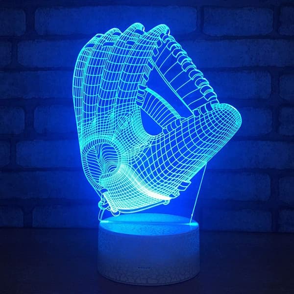 Baseballhansker 3D Visuell Optisk Illusjon Nattlys Akryl