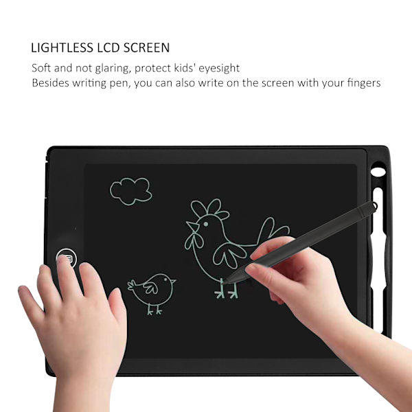 LCD-kirjoitustaulu Lasten Graffiti-taulu Lasten piirustustaulu kytkimellä (10\" Musta)