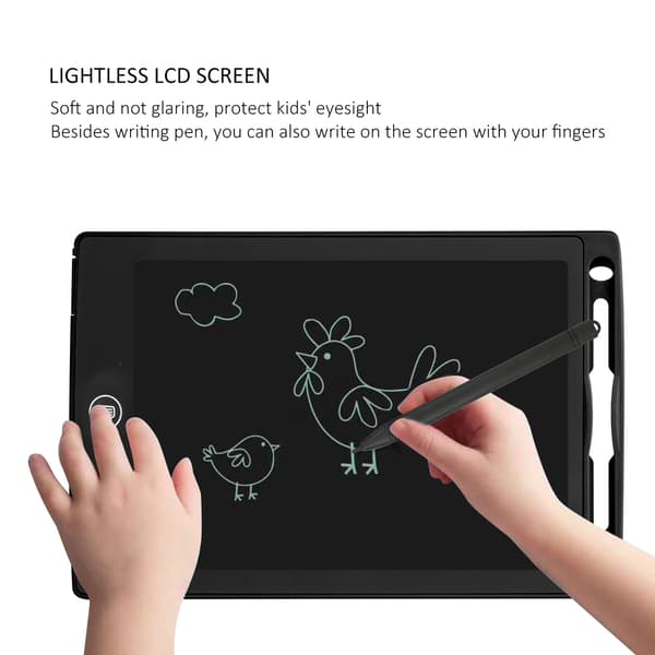 LCD Skrivetablet Børne Graffiti Tavle Børnetegningstavle med Afbryder (10\" Sort)