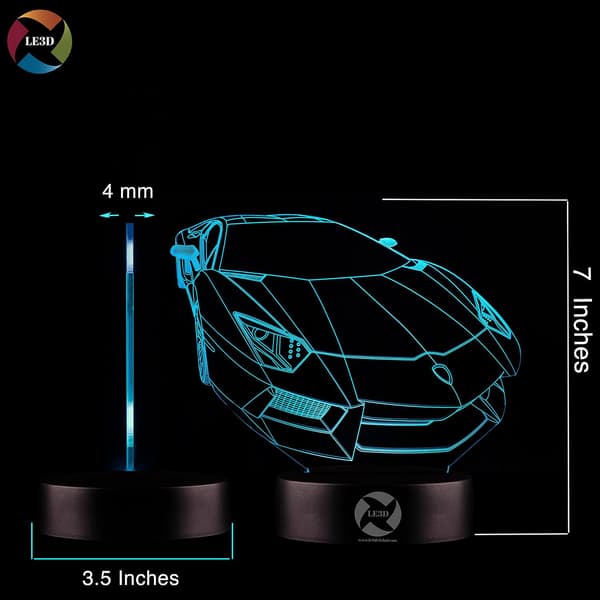 3D Optisk Illusjon Nattlys - 7 LED Fargeskiftende Lampe