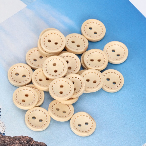 100 kpl puunapit pyöreä puun väri DIY lisävaruste ompelu 2-reikäinen nappi 1,5 cm