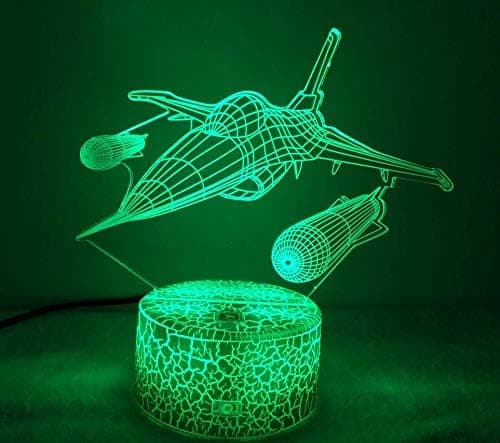 Optisk illusion 3D flygplan nattlampa 16 färger växlande