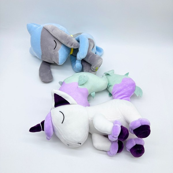 2024 Ny sovande Riolu Ponyta plysch plyschleksak docka, mjuk plyschdjurdocka för barn, bra födelsedag jul halloween val för pojkar flickor Blue