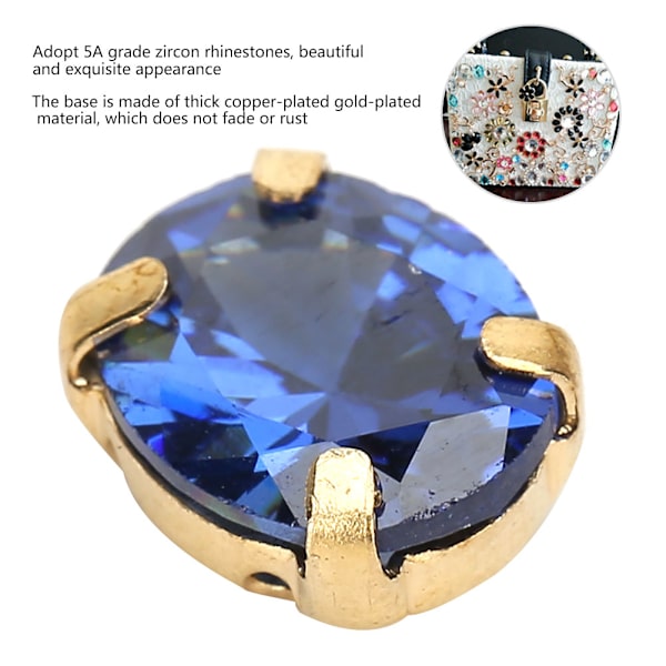 10 stk. syning zirkon sten ellipse form DIY sko tøj tilbehør 8x10mm kongeblå