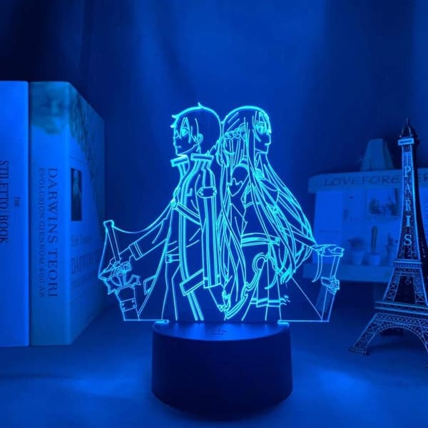 Anime Sword Art Online Kirito og Asuna lampe Cool 3D Illusion