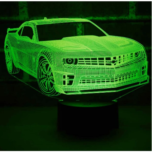 3D Bil Nattljus Lampa Illusion 7 Färgskiftande Touch Swit
