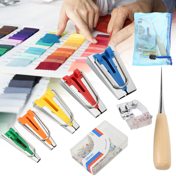 Bindende værktøj stof skråbånd maker quiltning trykfod binder fod syning DIY5 bindende værktøjssæt