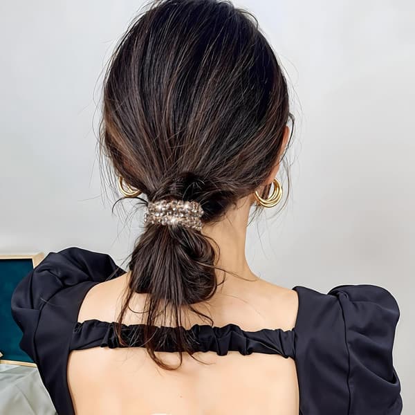 6 st Strass Bling Hårband - Glittriga Kristall Elastiska Scrunchies, Höga Hästsvanshållare för Kvinnor Flickor Damer