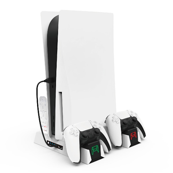 PS5-stativ med sugekølingsventilator og dobbelt controller-opladningsstation til Playstation 5 PS5-konsol, sugekølerventilator med opladningsdockstation a