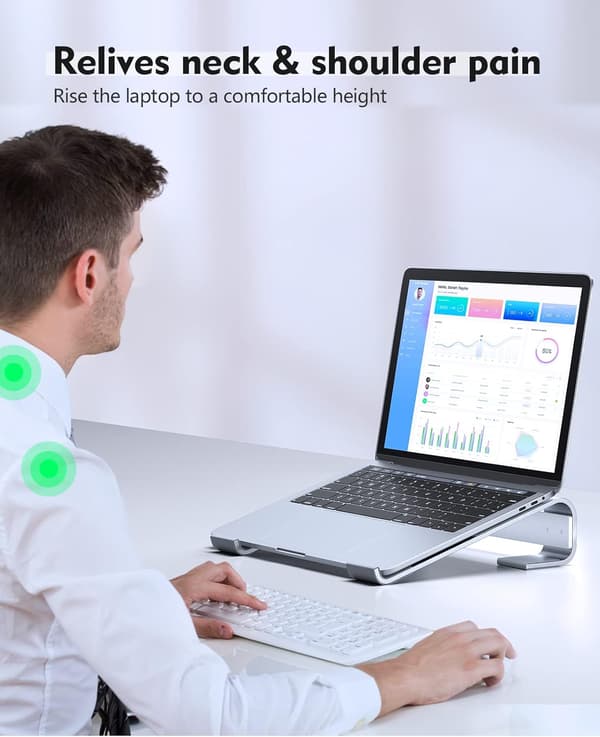 Ergonomisk laptopstativ i aluminium - Robust ventilert bordstativ for 10-16,2\" laptoper