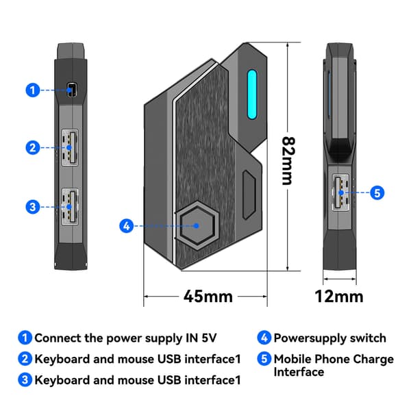 Tastatur- og musekonverteradapter til PS3, PS4, PS5, XBox360, Xbox ONE, Xbox Series X S og Switch