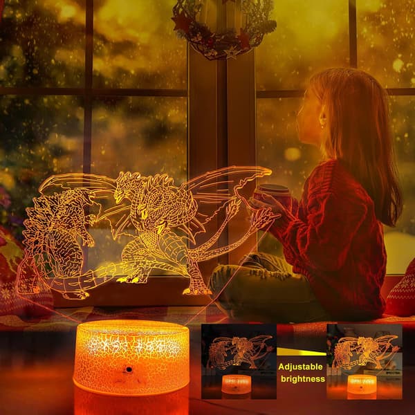 Godzilla vs. Tredobbelt Dragekonge Ghidorah 3D Natlampe