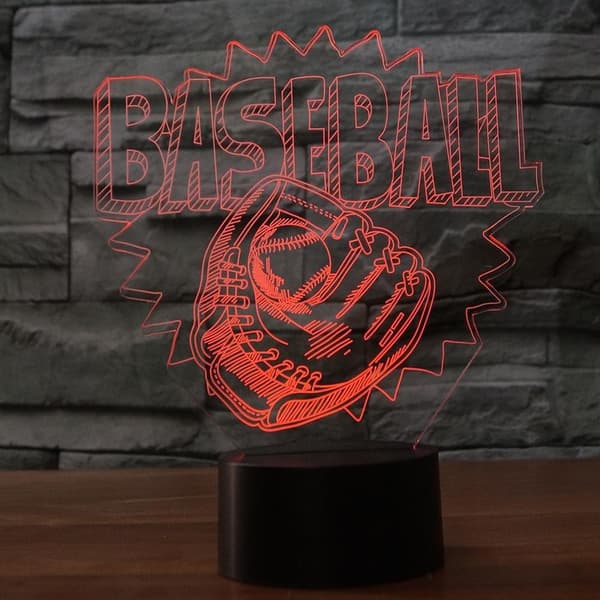 3D Baseballhanske Formet LED Nattlys Berørings Bordlampe Opt