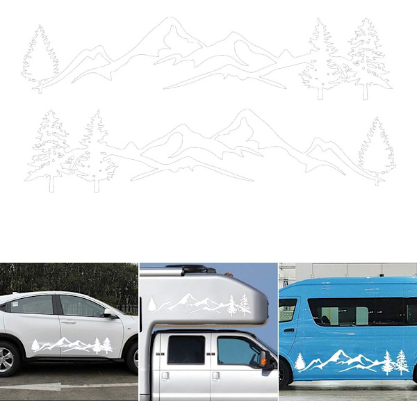 2 kpl auton automaattinen tarra-tarra auton sivuoven tarra auton tarra vuoren tarra puumetsä vinyyligrafiikkasarja asuntovaunulle Rv-perävaunulle
