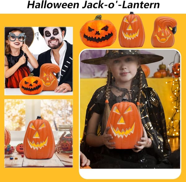 1 stk lett skummel LED-gresskarlampe – bærbar Halloween-hagedekor