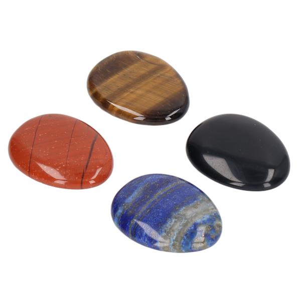 4 stk. Tommelfinger bekymringsten til stressaflastning, meditation, lille bærbar oval cabochon sten til hjemmet, kontoret og udendørs