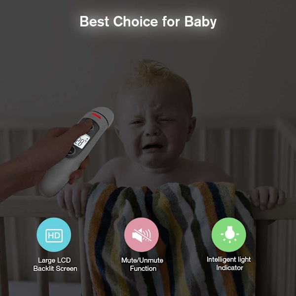 Termometer til voksne, berøringsfrit digitalt infrarødt termometer til feber, øre- og pandetermometer til baby og børn, med LCD-skærm