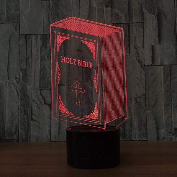 Nattlampa Bibel LED Nattlampa LED USB 3D Ljusarmaturer Bordlampa Barn Skrivbordslampor