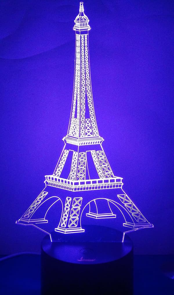 Eiffel 3D Natlampe LED Illusionslampe Sengeskrivebord Bord La
