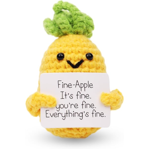 Hauska Positiivinen Ananas, 3,15 Tuuman Neulotu Ananas Leikki, Kannustava Kortti Luova Emotionaalinen Tuki Virkattu Ananas Nuken Koristelahja