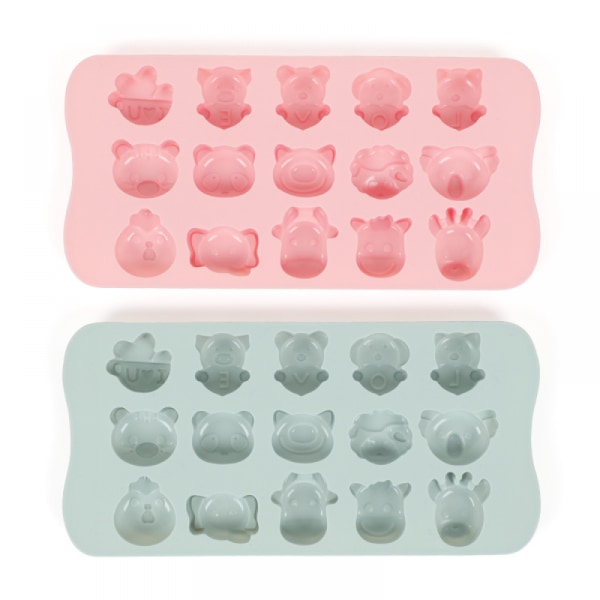 2PCS Cartoon Animal 15 Grid Pressed Soft Bottom Ice Block M