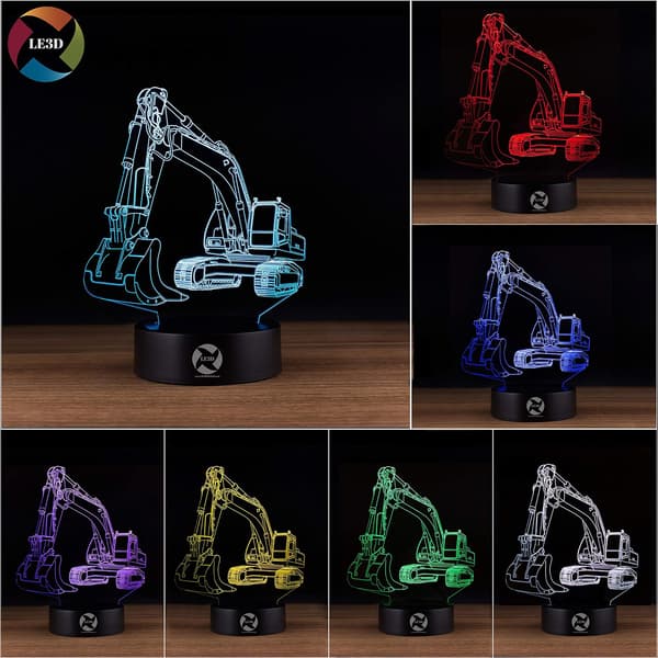 3D Optisk Illusjon Nattlys - 7 LED Fargeskiftende Lampe