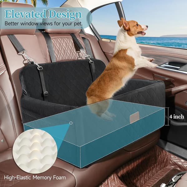 Hundeautostol til mellemstore og store hunde, vaskbar med sikkerhedsseler black