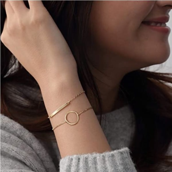 Wekity Delikat Guld Armband för Kvinnor, Justerbart Skiktat Armband