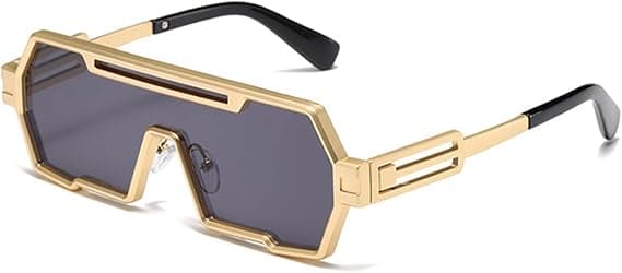 Retro Steampunk Solbriller til Mænd, Moderne Cool One Piece Irregulær Metalramme Solbriller