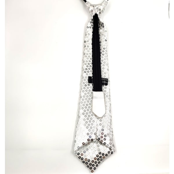 Sequin Slips til Mænd Selvbundet Skinnende Smal Slips Mode Cos Silver