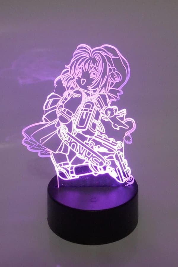 Card Captor Sakura Anime Rollerblade Lasergraveret 3D Effekt Akryl LED Skrivebordsnatlampe