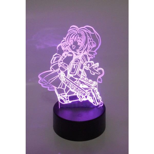 Card Captor Sakura Anime Rulleskøyte Lasergravert 3D-effekt Akryl LED Skrivebordslampe