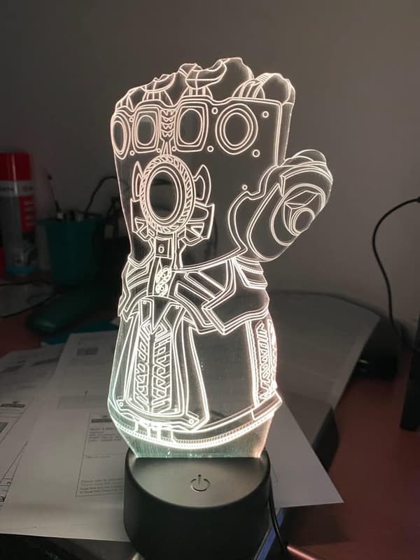 Infinity Gauntlet Lampe 3D Illusions nattlys, fjernkontroll bordlamper