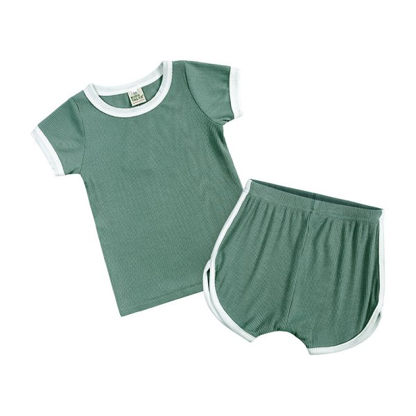 Kort pyjamas i bomull för småbarn, sommar, M (grön)