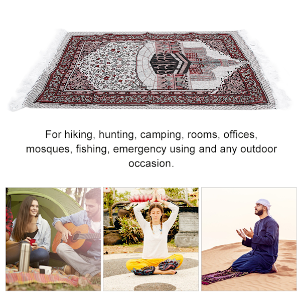 Polyester rektangulær sammenleggbar muslimsk bønnemeditasjonsmatte pilegrimsteppe teppe