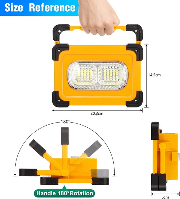 Oppladbar LED arbeidslampe, 200w USB Bærbar Magnetisk Arbeidslampe