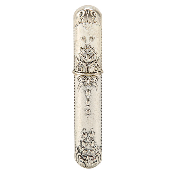 Syetui i vintage-stil, bärbar metallnålhållare för handsömnadsnålar, silver