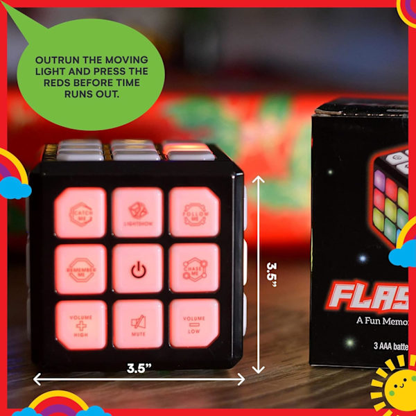 Fingers Flashing Cube Elektroniskt Minne & Hjärnspel | 4-i-1 Handhållet Spel för Barn | Rolig Presentleksak för Barn 6-12 År Gamla