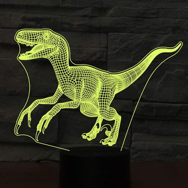 Raptor Abstrakt 3D LED Optisk Illusions Natlampe 7 Farver
