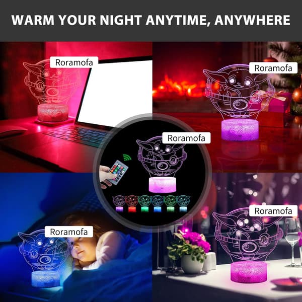 3D Nattlampe, Hologram Effekt Led Illusjon Bordlampe, Rem