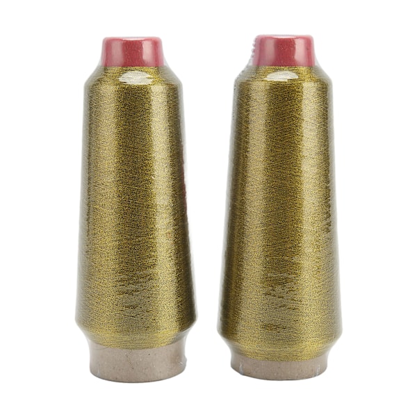 2 stk. metallisk broderitråd 3500yd polyester farvefast guld farve broderimaskintråd til dekoration håndværk DIY