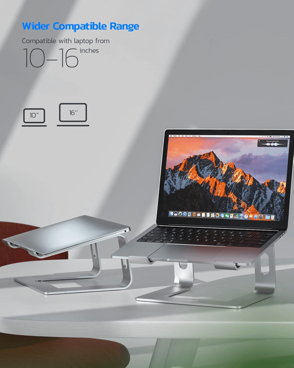 Justerbart ergonomisk laptopstativ for bedre holdning, bærbar og stabil dataholder med ventilasjonsdesign, passer de fleste bærbare datamaskiner