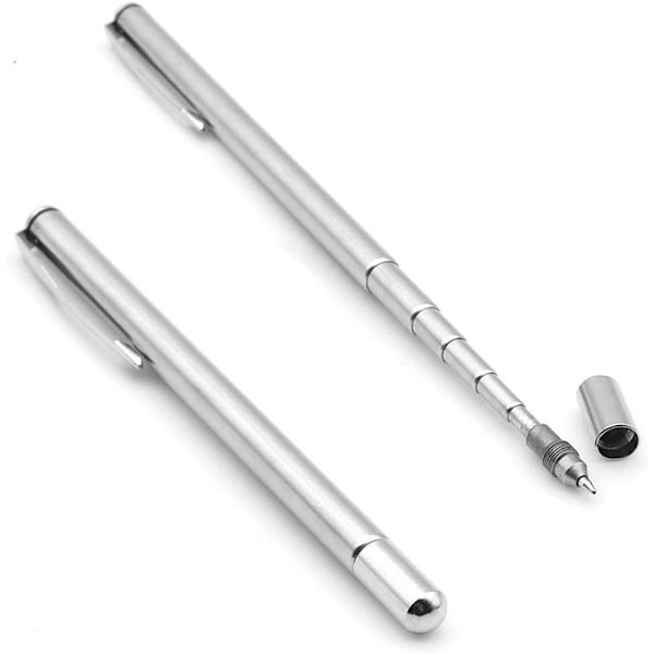 Pocket Pointer Presentation Pointer 2 i 1 Kulspetspenna Pointer för Optometri Rostfritt Stål Utdragbar Teleskopisk Retraktil Pointer för Lärare