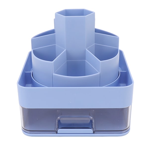 360 Degree Rotation Pen Holder for Kids with 11 Compartments Drawer Skid Resistance Bottom Desktop Pen Holder for School Blue