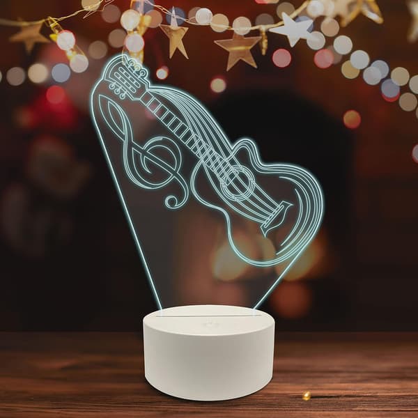 Musikk 3D LED Bordlampe, Gitar Diskantnøkkel Sanginstrument